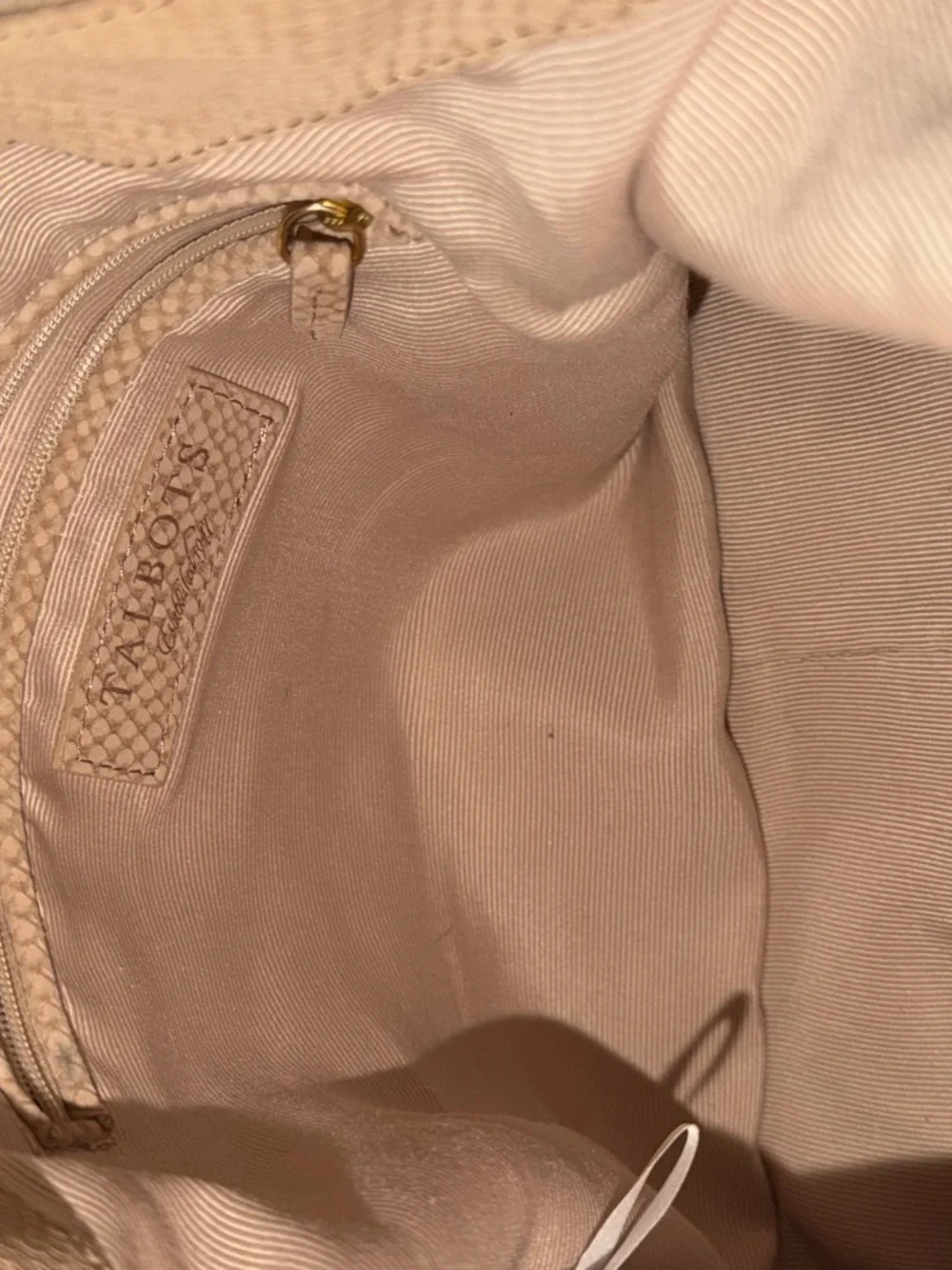 Talbots Beige Textured Hobo Bag with Gold Hardware - Women's Shoulder Bag